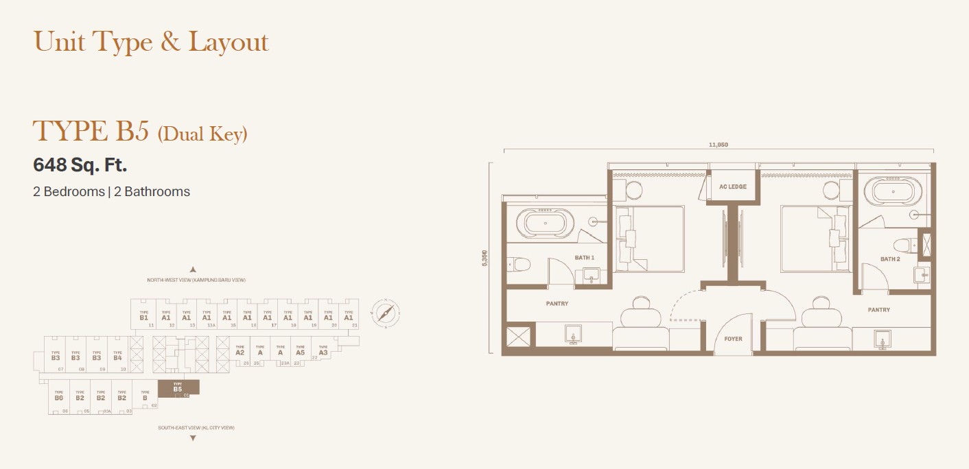 Divine KLCC Dual Key Type B5 KLCC View Layout